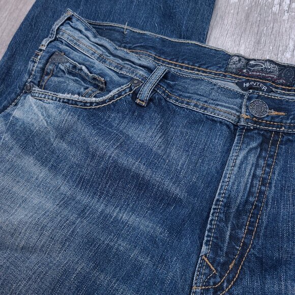 Silver Jeans Mens Hunter Athletic Fit Tapered Size 42x27 Blue Denim Mid Rise - Picture 5 of 8